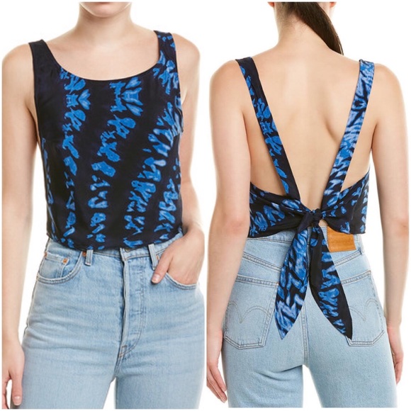 WINSTON WHITE Revolve Black Daria Tie Dye Open Back Crop Top NWT $128 Boho Fest - Picture 1 of 6